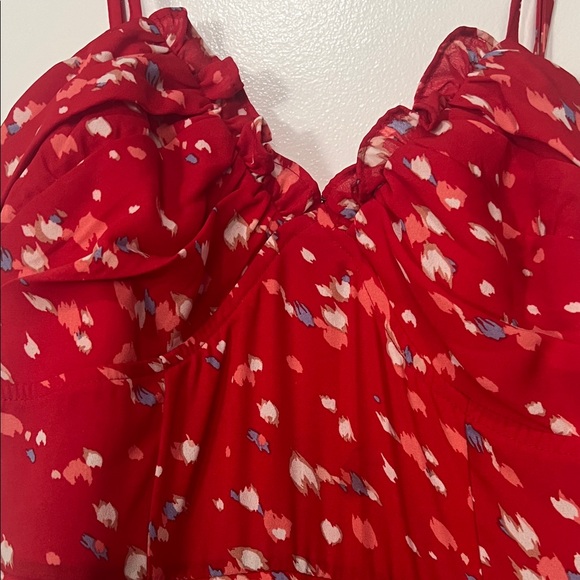 Row A Red Floral Midi Slip Dress with Adjustable Straps - Picture 5 of 14